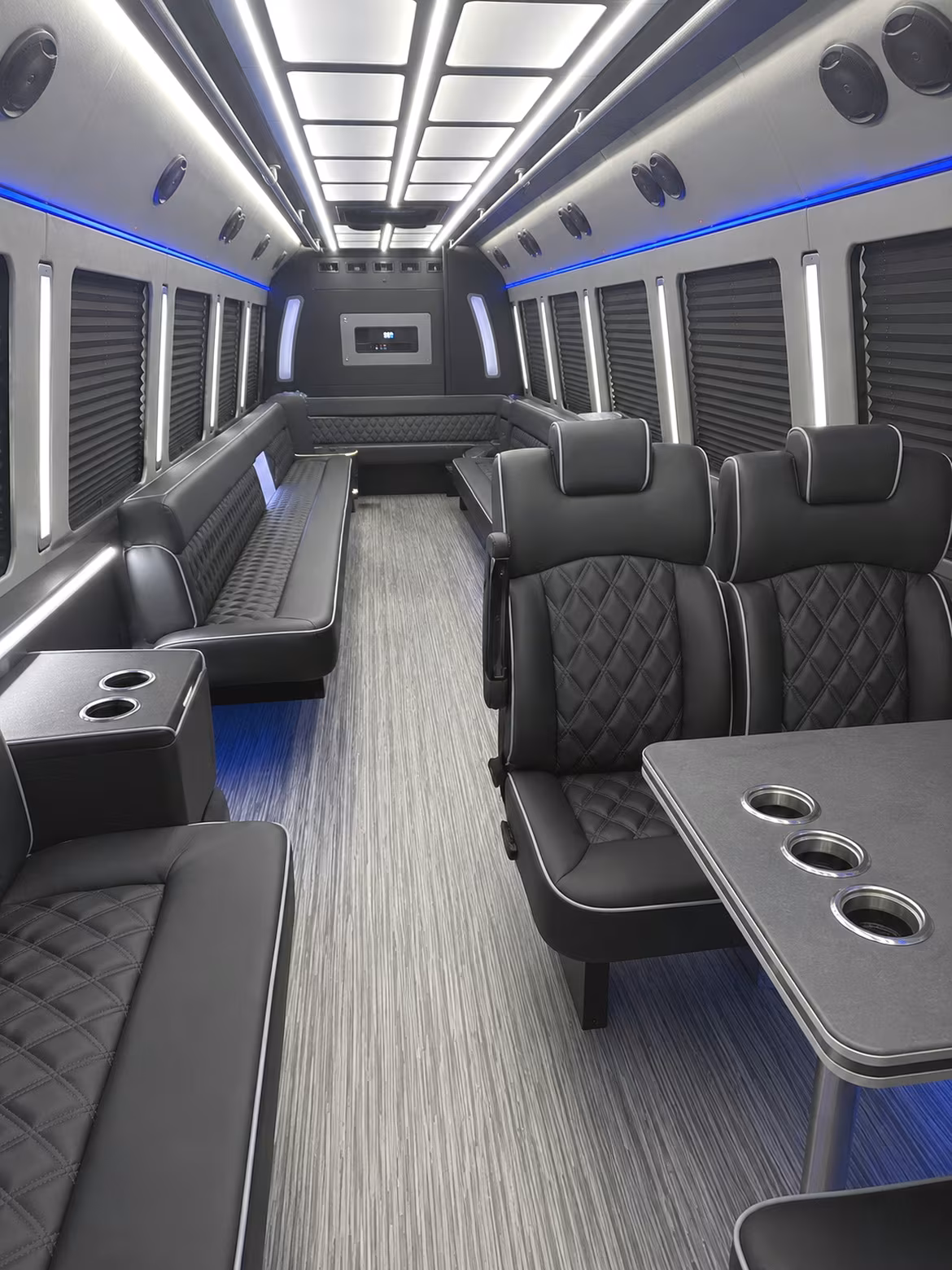 erie 25 passenger party bus inside